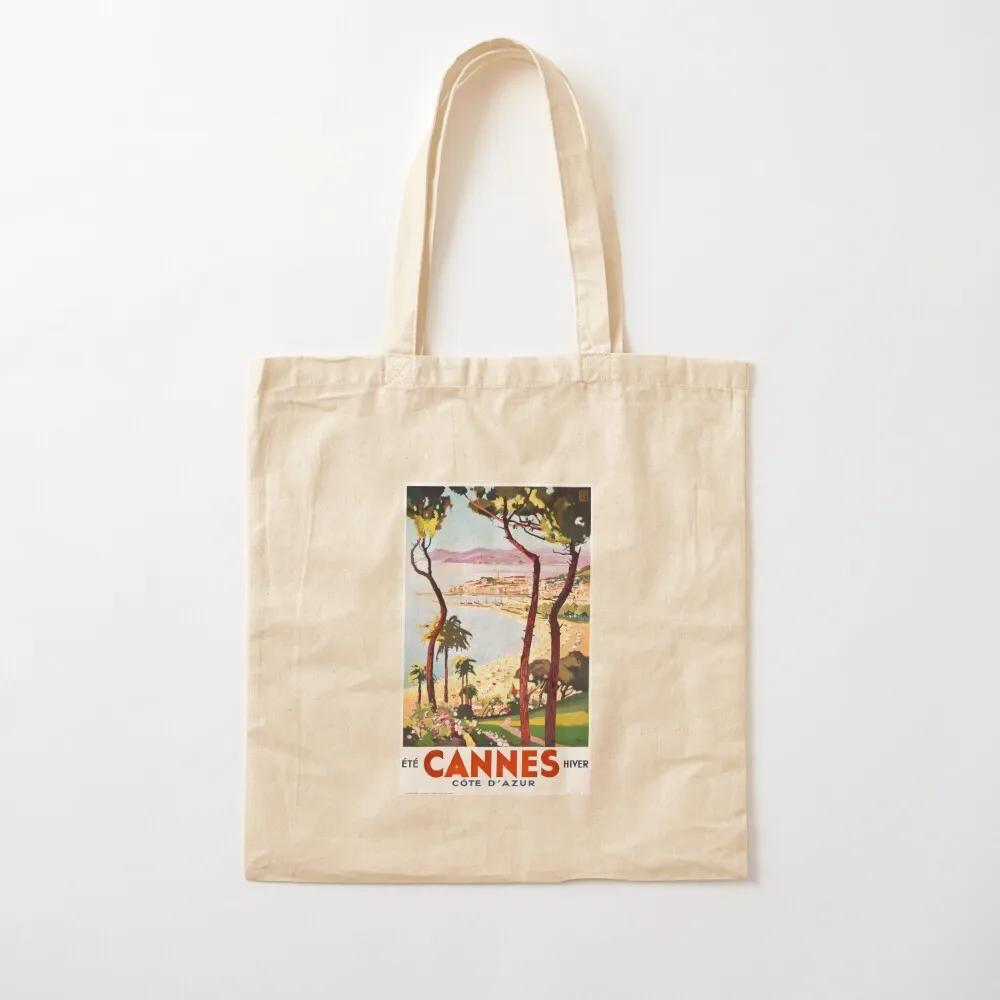 1938 France Cannes Cote D'Azur Travel Poster Tote Bag large size bags eco pack shopper bag women canvas Canvas Tote Bag