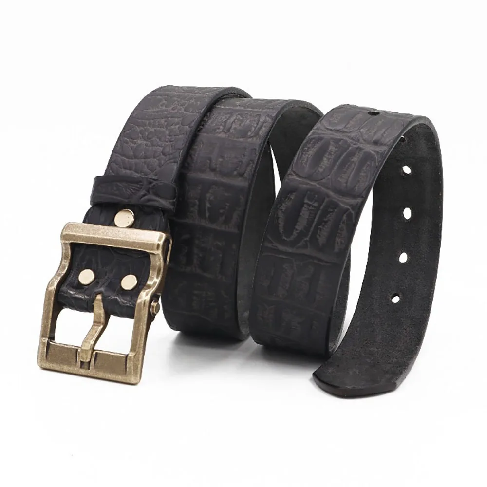 Stylish and Durable Handcrafted Cowhide Belt with Brass Buckle for Men 38mm Width 4mm Thickness