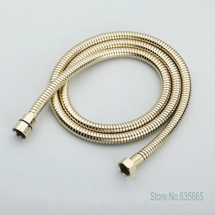 1.5M Gold Shower Tube Plumbing Hoses Explosion-proof Stainless Steel Flexible Hose Brass Head Faucet Bathroom Tap Accessories