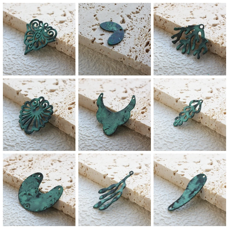 One Piece Hand Made Green Patina Charm - Varies Shapes and Size (PTA-a)