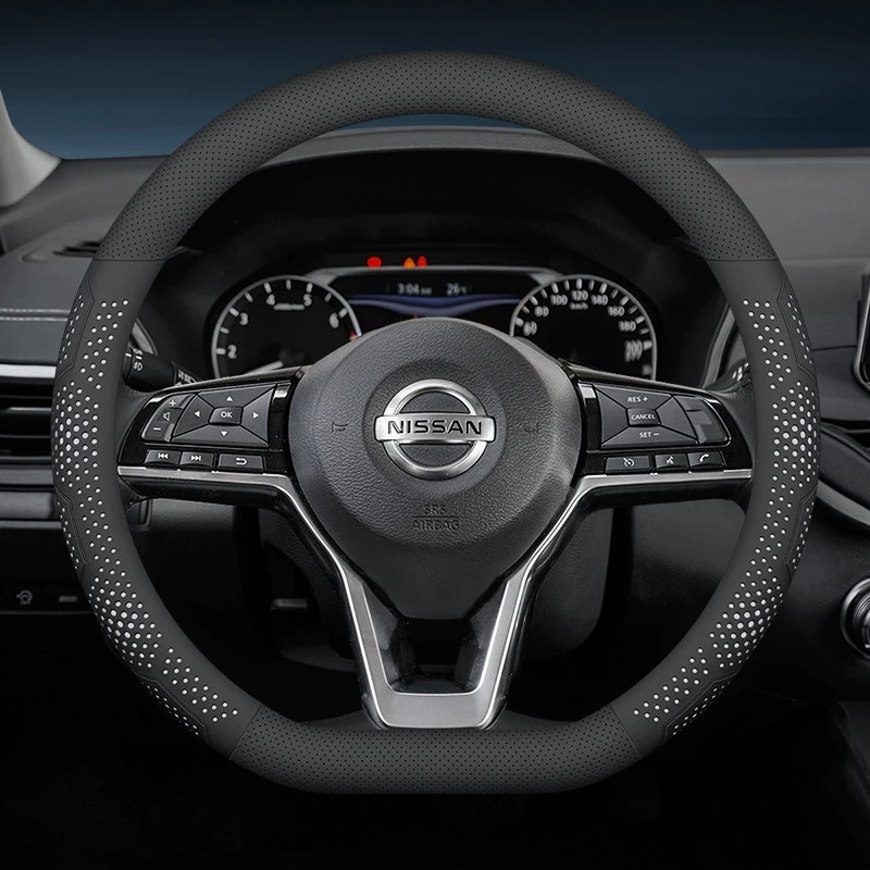 15 Inch Nappa Leather Steering Wheel Cover For For Nissan Sentra Murano Kicks Qashqai X-Trail Armada ARIYA Skin Friendly