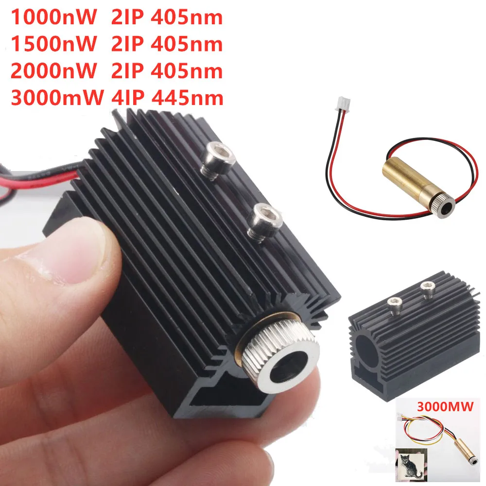 Imagem -02 - Neje Módulo Laser Cnc 1500mw 2000mw 3000mw 445nm 405nm Cabeça do Laser Kit de Substituição para Dk8-kz Dk-bl Gravador Laser