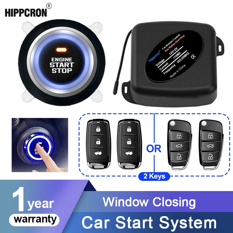 Hippcron Central Door Lock Car Remote Control Keyless Entry Push Start System With Door Window Trunk Control Function Universal