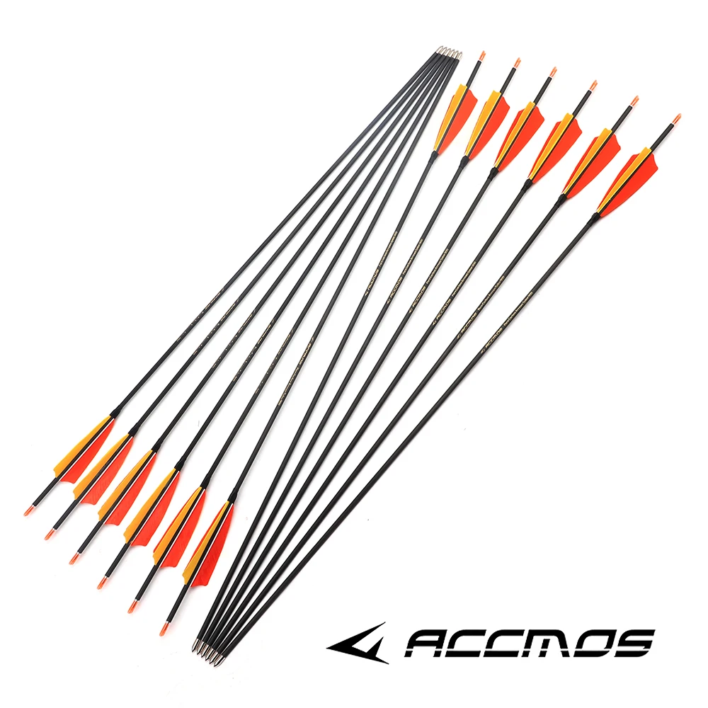 12pcs Pure Carbon Arrow ID 4.2mm 31in Spine 250 300 400 500 600 700 800 900 1000 1100 1300 1500 1800 with 4