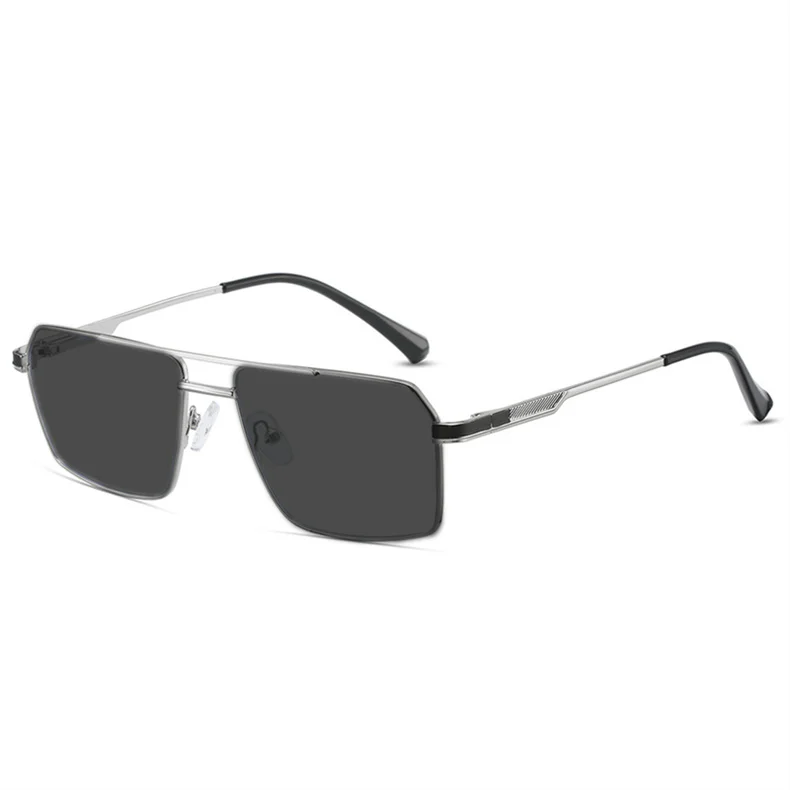 Neue hochwertige Myopie-Sonnenbrille aus Edelstahllegierung für Damen und Herren, modische Retro-Doppelbalken, quadratische Sonnenschutz-Sonnenbrille – Detail 10