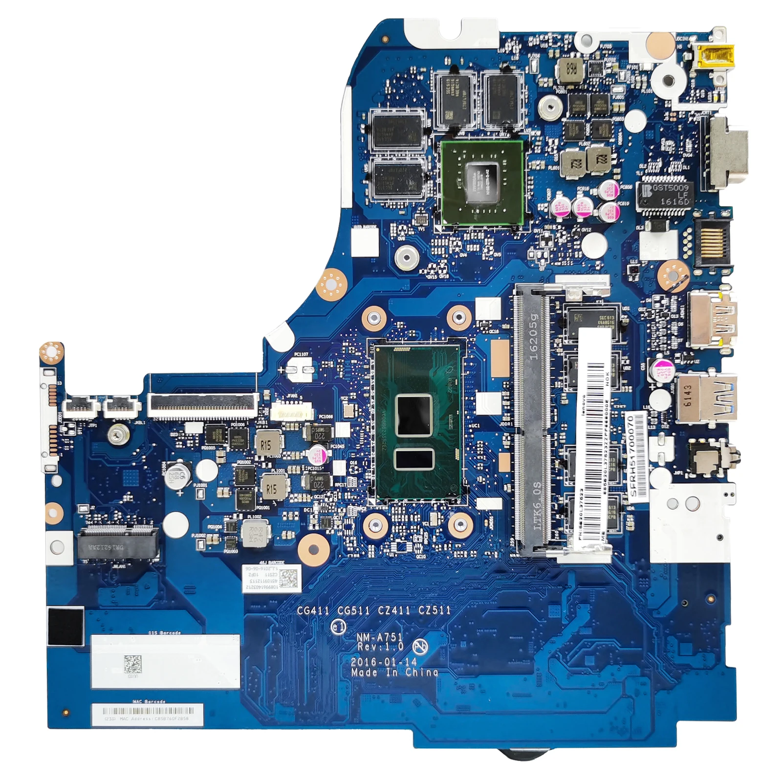 Pour Lenovo 310-15ISK 510-15ISK 510 310-15IKB carte mère NM-A751/NM-A981 avec CPU:4405/4415/I3/I5/I7 RAM/4G Ideapad NM-A751