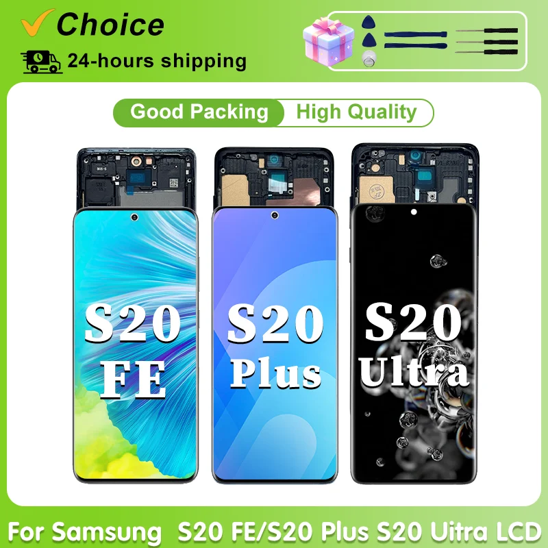 TFT For Samsung Galaxy S20 FE LCD S20 Plus S20+ Display SM-G780 For S20 Ultra LCD SM-G985 G988 With Frame Touch Screen Digitizer