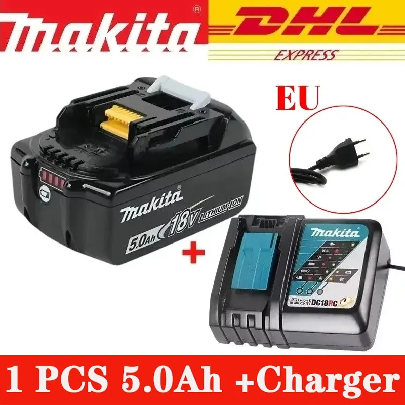 100% Original New 18V Makita 5Ah Battery+Charger, For DDF487 Lithium Rechargeable Impact Drill Household image 3