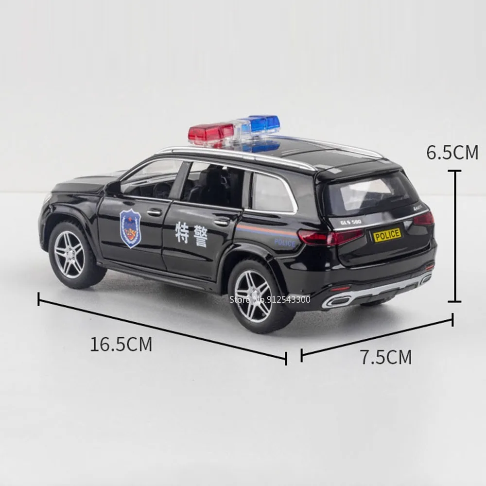 1/32 Maßstab Bens Gls580 Geländewagen Spielzeug Polizeiauto Modell Legierung Druckguss Sound Licht zurückziehen Modell waage Autos Jungen Spielzeug Sammler geschenke