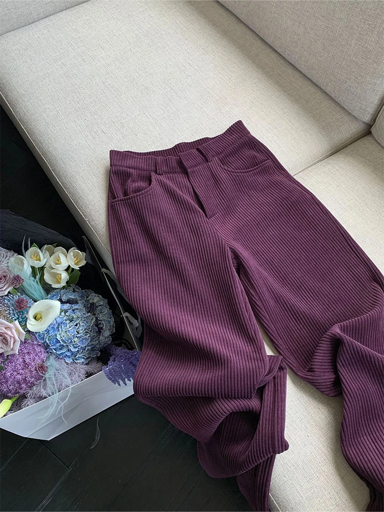 

Women Purple Sweatpants Baggy Vintage Y2k Fashion Harajuku Corduroy Pants High Waist Wide Leg Trousers Jogger 90s 2000s Clothes