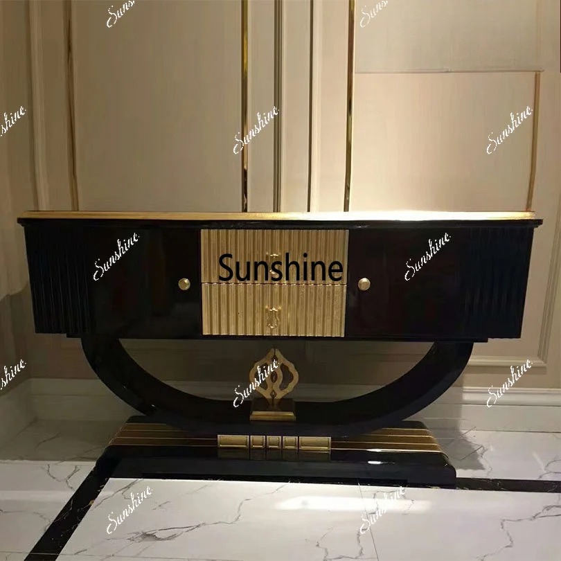 Simple and modern light luxury foyer solid wood dining side cabinet entrance foyer entrance cabinet