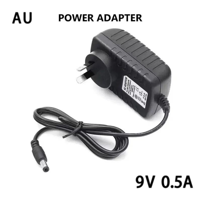 逆極性負の電源アダプター,AC,DC, 9v,0.5a,外部,EU,au,us,ukプラグ,5.5mm x 2.1mm,高品質