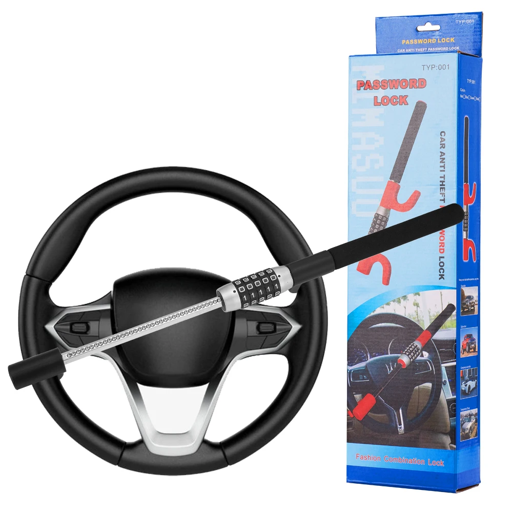 

Anti-Theft Car Steering Wheel Lock with 5 Digit Combination Extendable Double Hook Car Security Lock for Vehicle