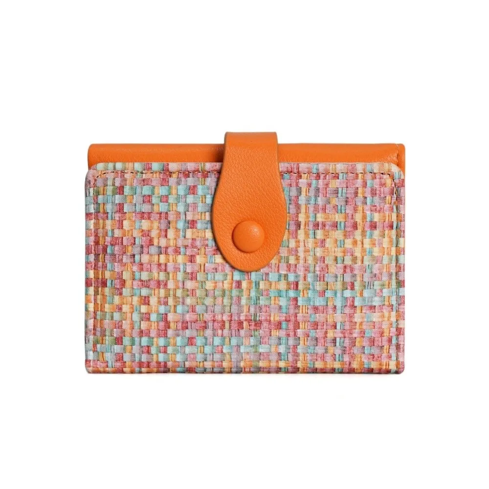 

New Large Capacity Woven Wallet Fashionable Short Coin Purse Simple Mobile Phone Bag Women