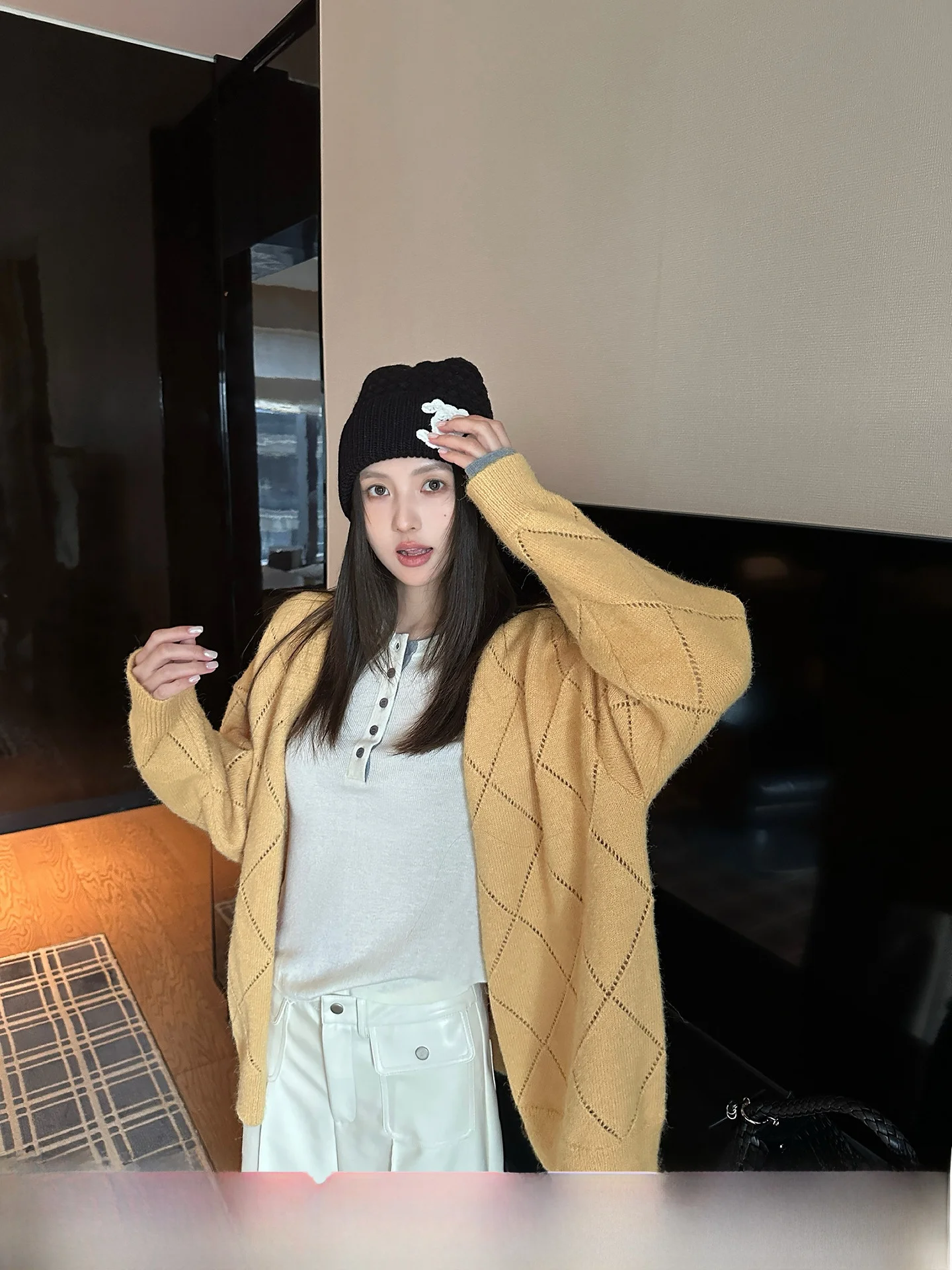 

NingSi Hollow Long Sve вязаный свитер кардиган женский свободный повседневный верхняя одежда осенний сезон модный тренд