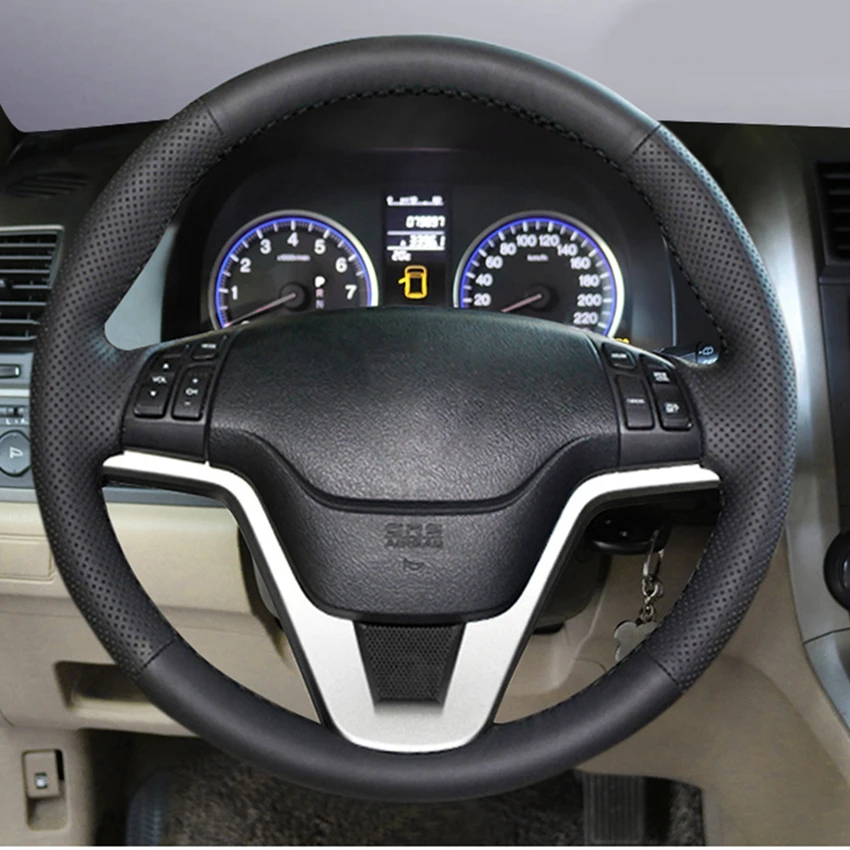 Black Artificial Leather Hand-stitched Car Steering Wheel Cover For Honda CRV CR-V 2007 2008 2009 2010 2011