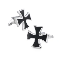 High quality black cross cufflinks fashionable French shirt badge brass material brand design men's wedding cufflinks
