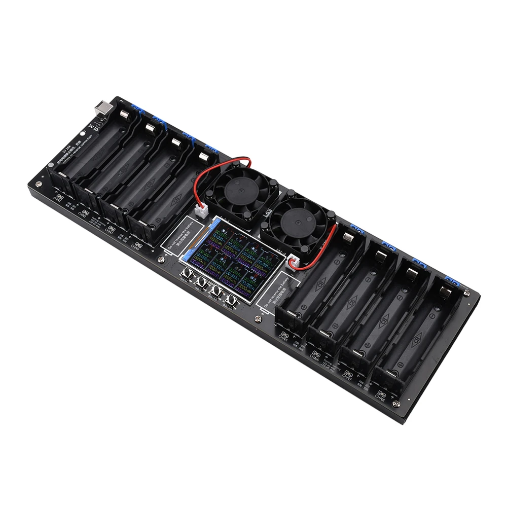 8 Channels 18650 Lithium Battery Tester DC Port 2.4-inch Color Screen Digital Battery Power Detector Module DC5V 10A Tester