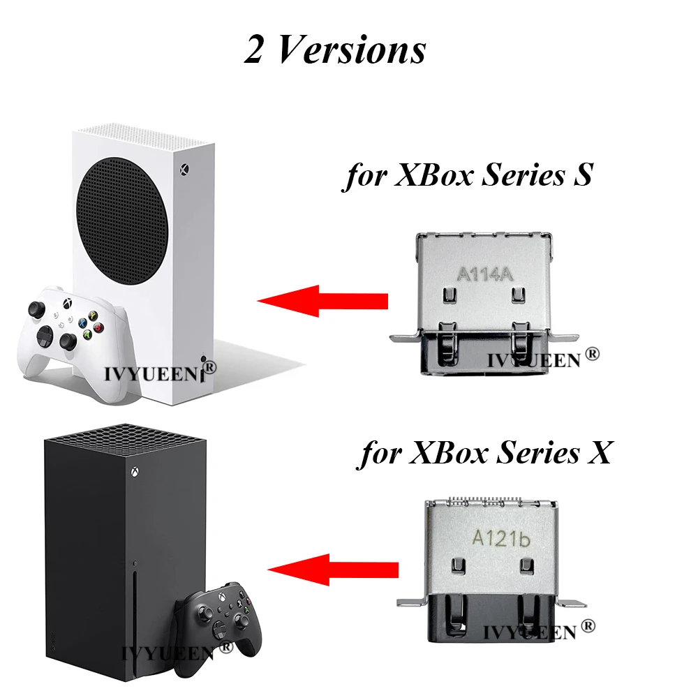 IVYUEEN 2 قطعة جديد 1080P HDMI-متوافق ميناء ل XBox سلسلة X S وحدة التحكم HD عرض موصل مقبس واجهة جاك إصلاح جزء