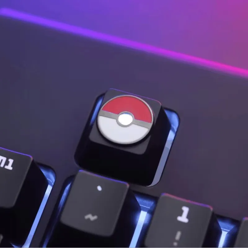 Keystone Artisan Keycaps for Mechanical Keyboard 1 PC 3D Pokeball Game Theme Personality Zinc Aluminum Alloy Metal Custom DIY