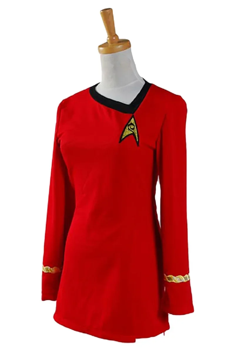 Star Cosplay Trek Duty Uniform TOS Red Yellow Blue Dress Cosplay Costumes Party Halloween For Women Badge Hot Sale