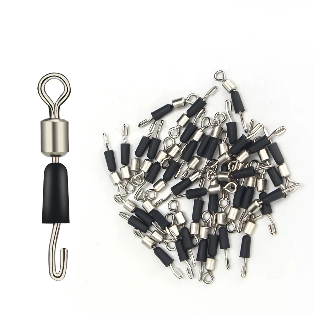 Stainless Steel Fishing Swivels Fast Link Fishing Hook Bearing Swivel Fast Connector Solid Rings Rolling