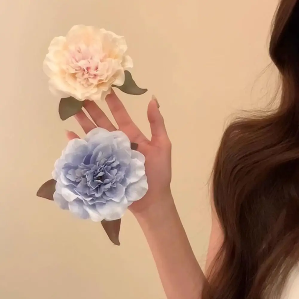 مشبك شعر زهرة الفاوانيا البوهيمية للنساء ، مقابض شعر جانبية كبيرة للزهور ، مشابك شعر ، إكسسوارات شعر ، دبابيس شعر بزهور صناعية