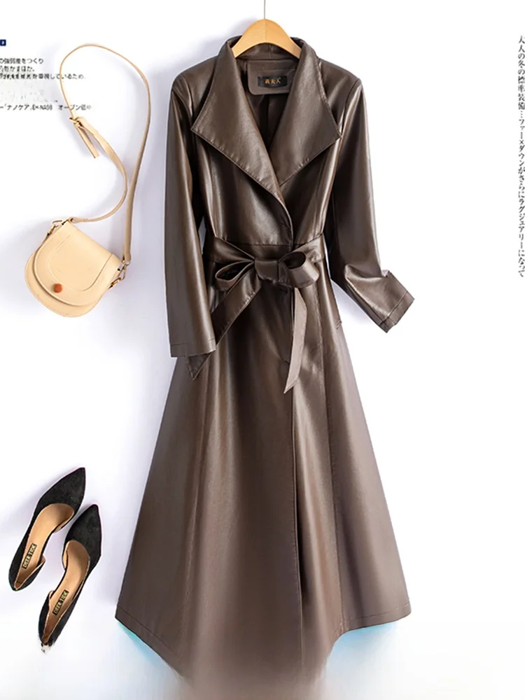 

Haining Genuine eepskin Leather Jaet Women's Faion Slim Fit Cotton Lined mid Length Autumn Winter New Sle Coat