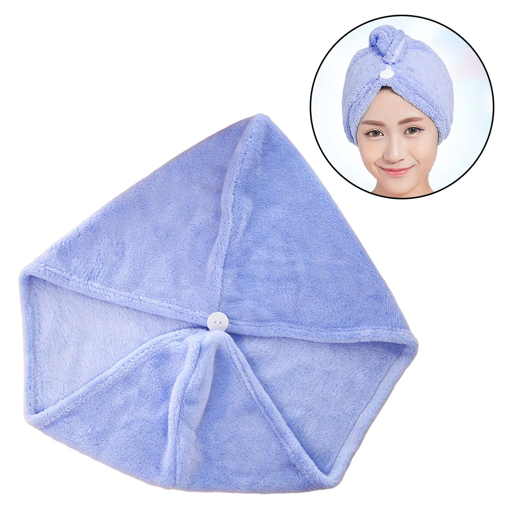 Women's Strong Water Absorbing Shower Hair Towel Hair Turban Wrap Drying Bath Head Wrap (Blue) shower hat