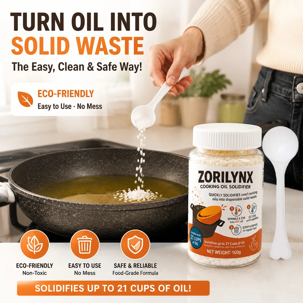 160g Cooking Oil Solidifier Eco Friendly Waste Cooking Oil Powder Hardener for Kitchen Deep Fry Pan Fries Dispose ZORILYNX