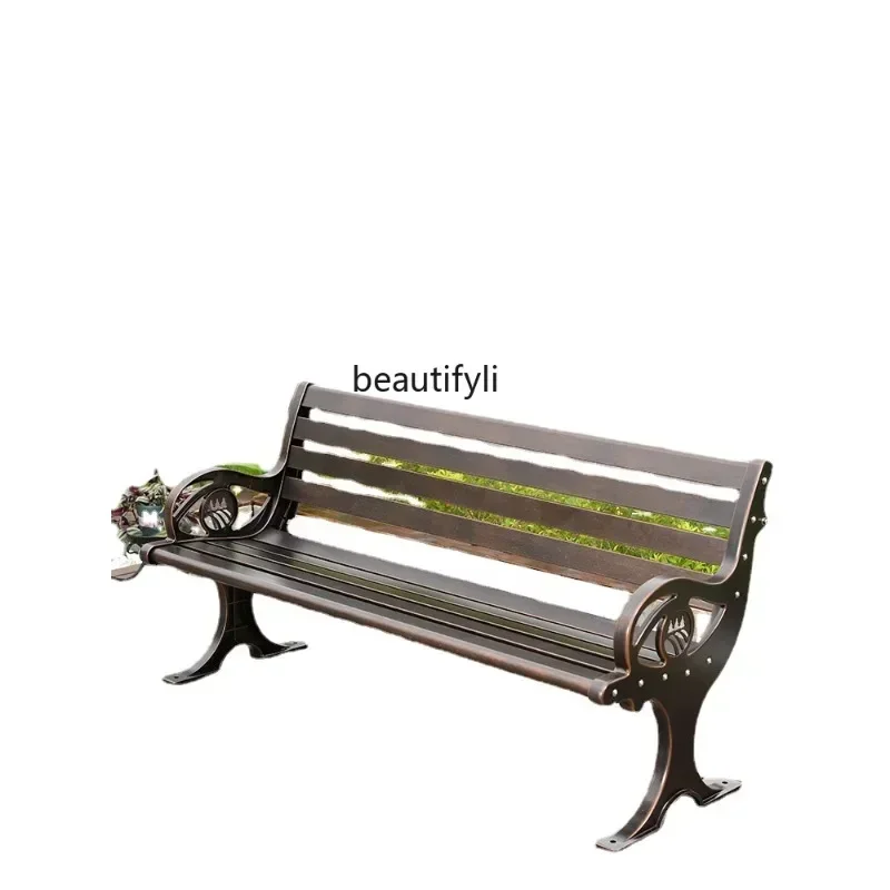 

Courtyard Garden Park Chair Double Backrest Seat Leisure Iron Cast Aluminum Outdoor Bench Outdoor Bench