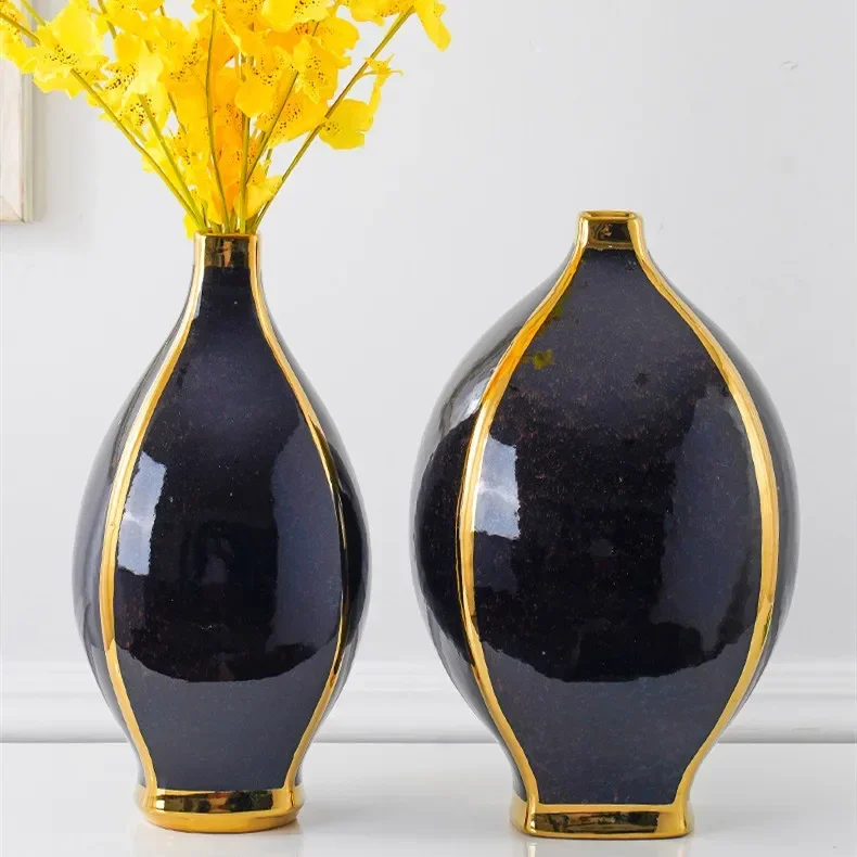 المفروشات المنزلية الحديثة مزهرية سيراميك قطعتين دعوى غرفة المعيشة الحلي الزخرفية سطح المكتب تشكيلة زهور مزهرية مائية