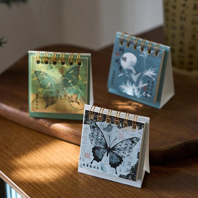 Chinese Style Vintage 2025 Desktop Calendar Mini Desktop Planner Calendar Student Supplies Creative High Quality Small Calendar