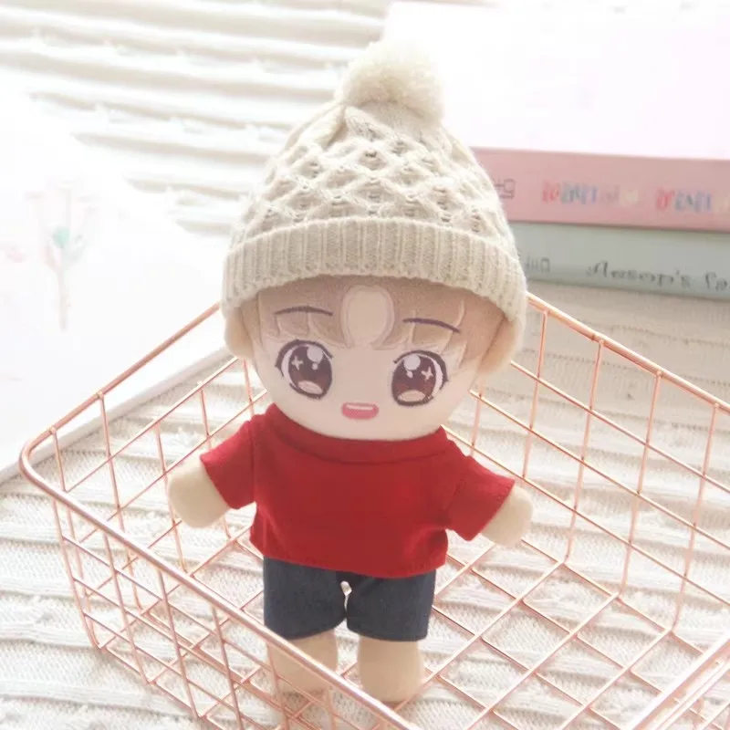 

20cm Cartoon Knitted Hat Red T-shirt Plush Doll Clothes Cute Soft Stuffed Cotton Doll Clothes Accessories Toys Girls Gifts