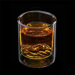 Creative Lion Head Bottom Double Wall Glass Mug Whiskey Glass Spirits Liquor Cocktail Beer Glass Water Cup Bar Drinkware
