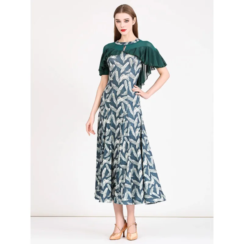 

Modern Printed Dance Dress MY896 National Standard Waltz Social Dancewear for Men Women