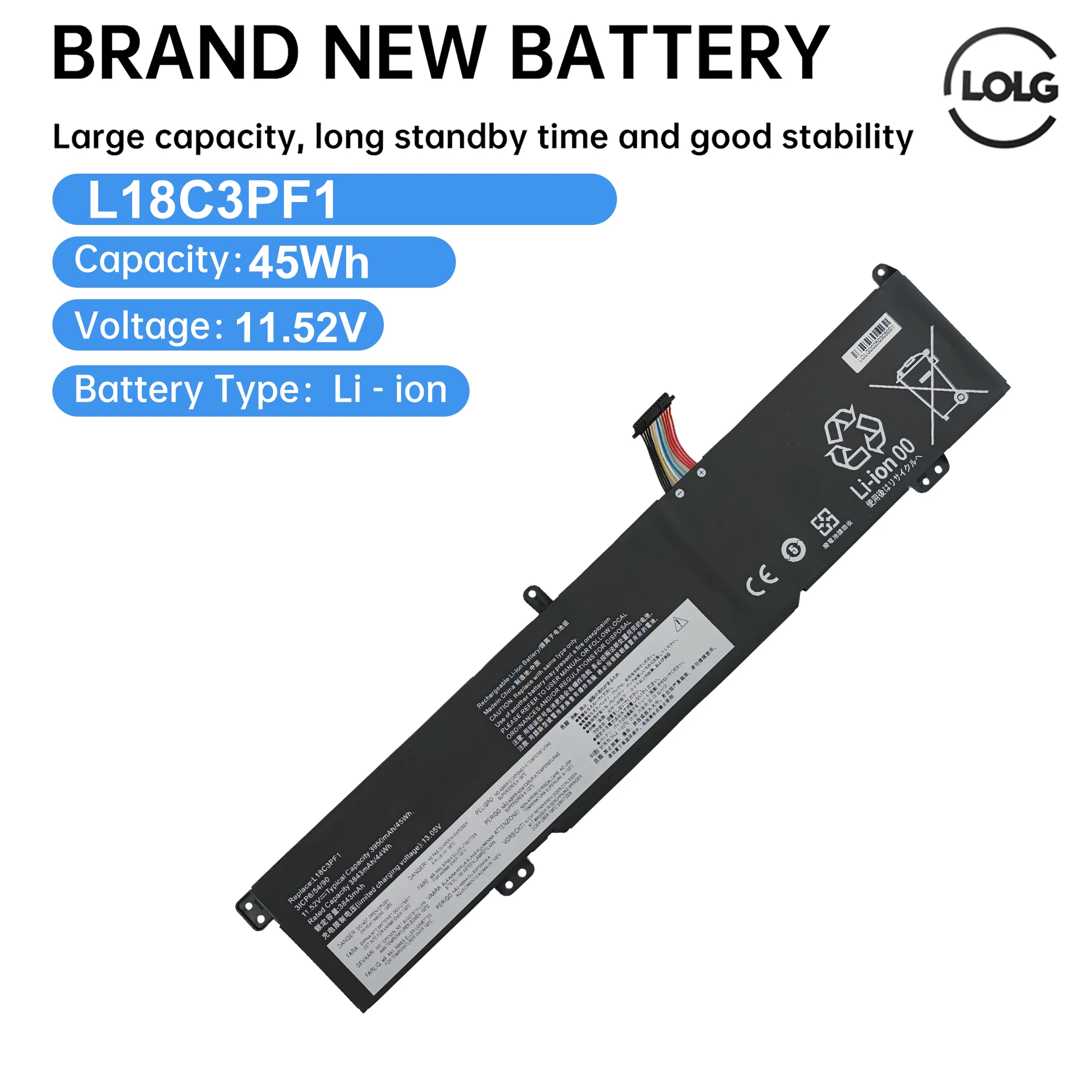 

L18C3PF1 L18M3PF1 Аккумулятор для ноутбука Lenovo Ideapad L340-15IRH L340-17IRH Gaming Series 5B10T04975 11,52 В 45 Втч