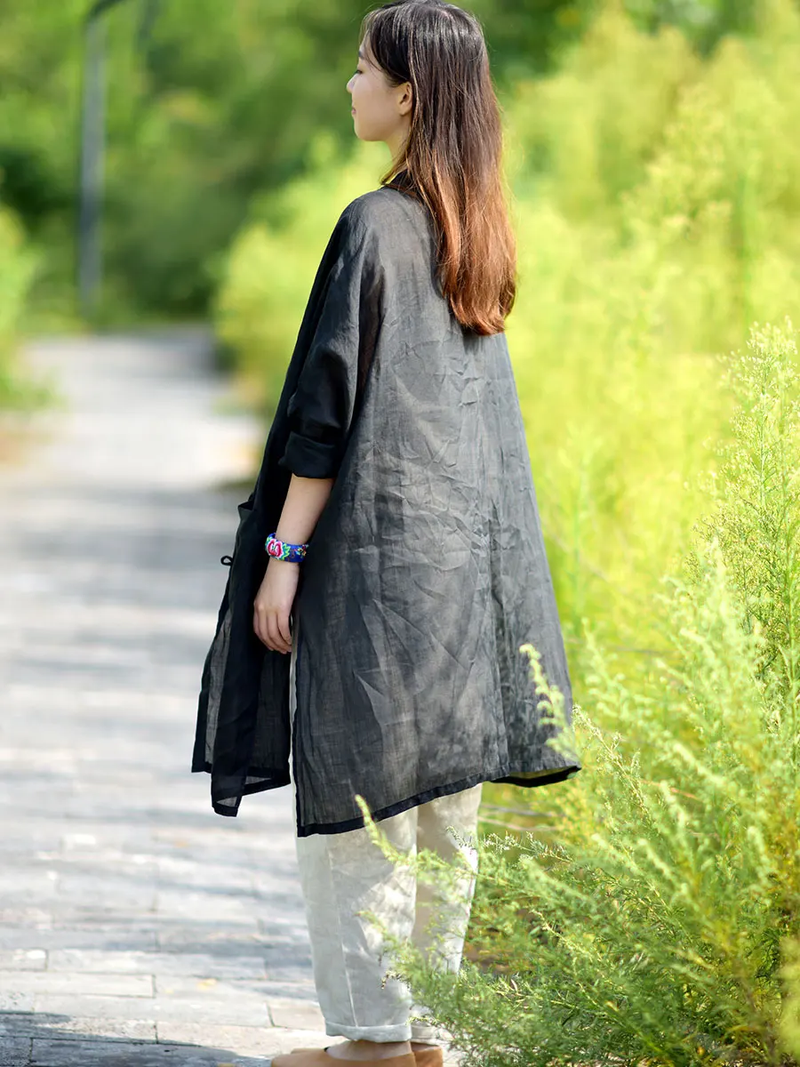 

Весенне-летняя новинка: женская длинная рубашка из чистого хлопка с пуговицами спереди, традиционная китайская верхняя одежда с пуговицами.