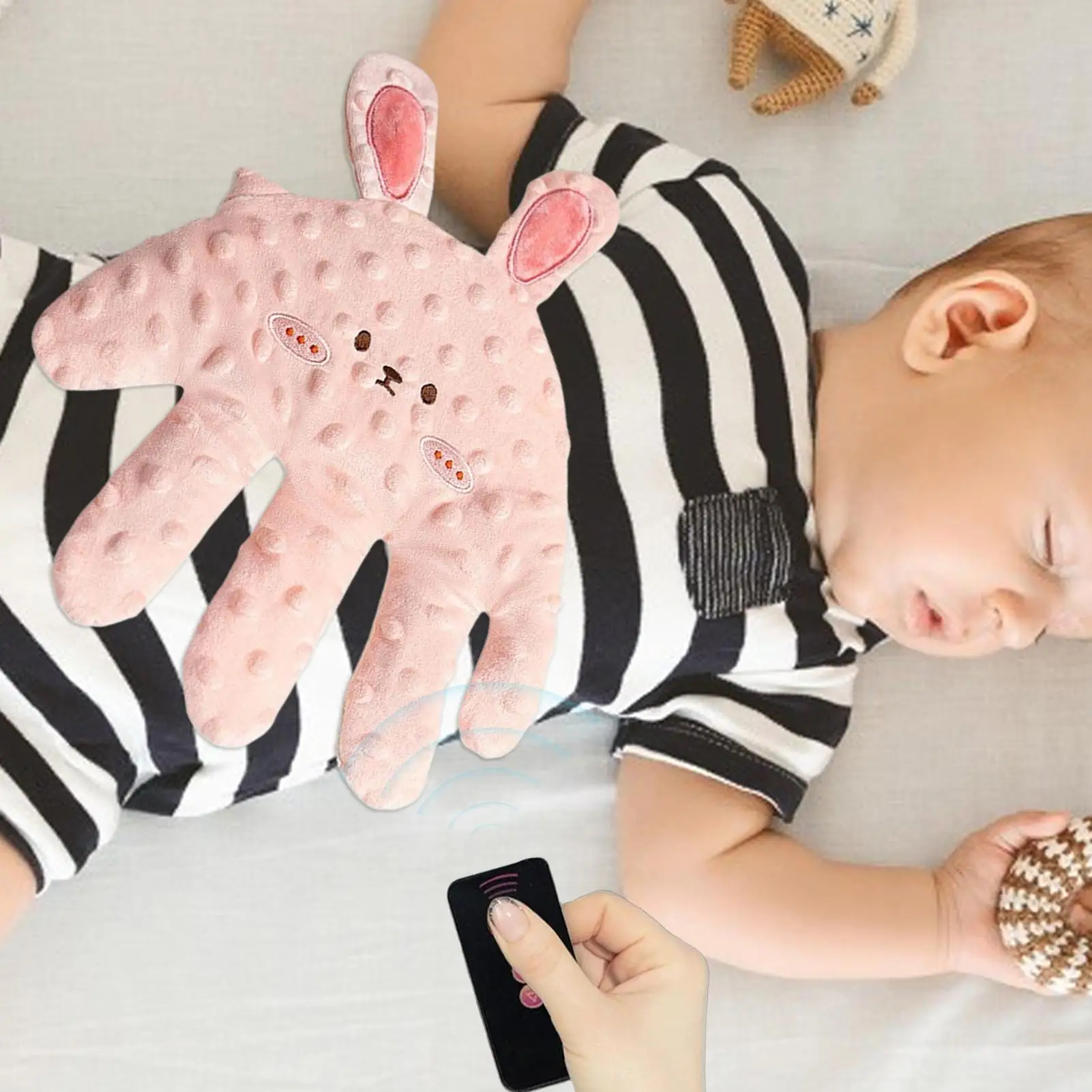 부드럽고 진정시키는 아기 수면 보조 베개, 엄마 손바닥 모양 아기 수면 조절 가능 자동 박동기, 아기 침대/유아용