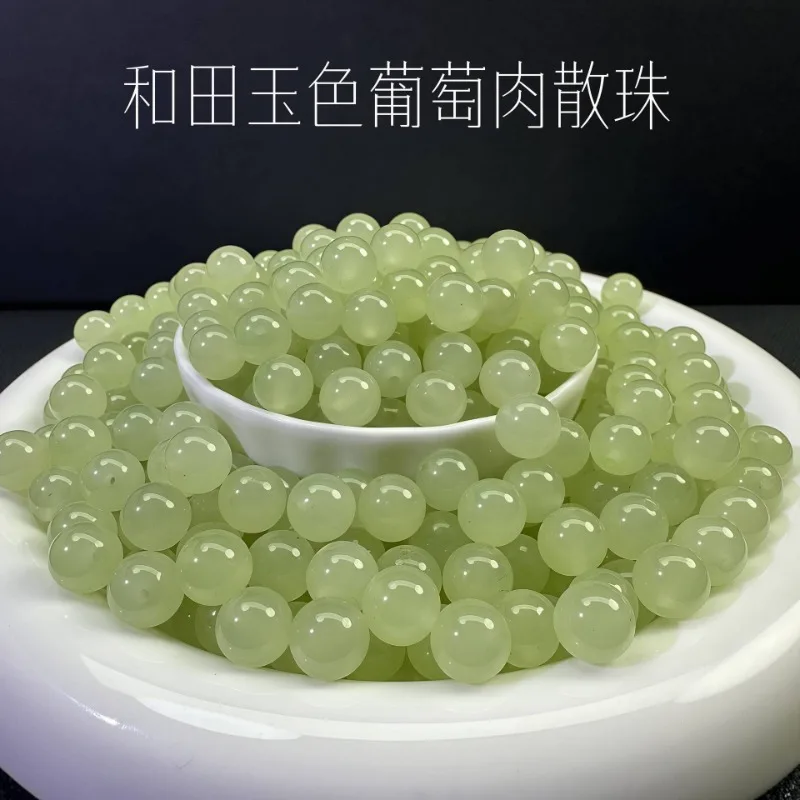 

10pc Natural Green Grape Colour Jade Pumpkin Beads DIY Bracelet Necklace Charm Jadeite Jewellery Fashion Accessories Gift Women