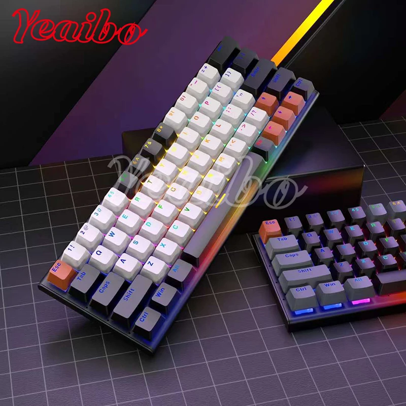 Yeaibo Combos Lipat Language Keyboard in Connecting Import Hongtu Heated Glass 75 Luminous Genchin Impact Gamin Gaming Keyboard