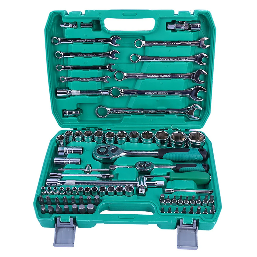 82 Piece Machine Auto Repair Kit With Accompanying Hardware Tool Combination For Maintenance