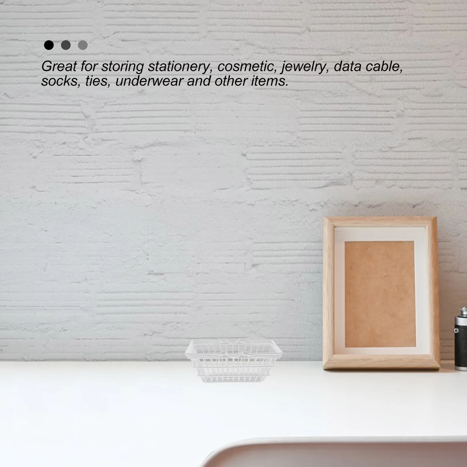 

1pc Stylish Mini Small Grocery Storage Basket Simple Desktop Organizer Home Office Decorative Sundries Holder Wire Basket Handle