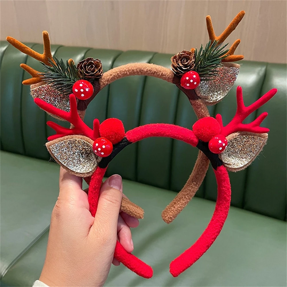 New Cute Deer Horn Hair Band Children\'s Christmas Headwear Autumn Winter Plush Headband Hair Clip Women\'s Jewelry New Year Gifts