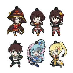 KonoSuba Kono Subarashii Sekai ni Syukufuku Wo Anime Megumin Aqua Kuzuma Rubber Keychain Toys Gift