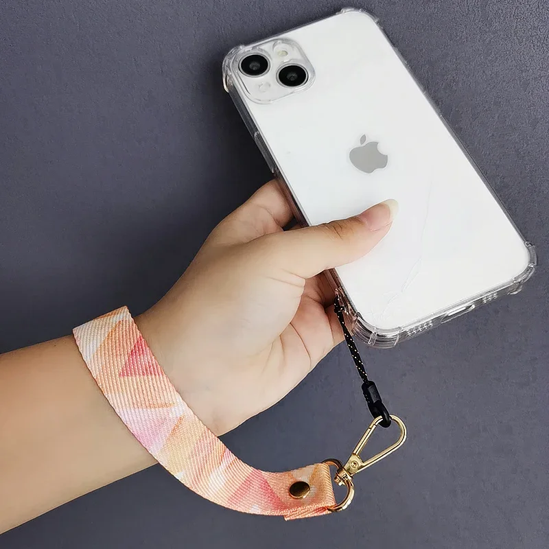 Mobile Phone Lanyard Short Wrist Hand Broadband Phone Universal Belt Clip Anti-lost Sling Female Creative Retro Pattern Lanyard