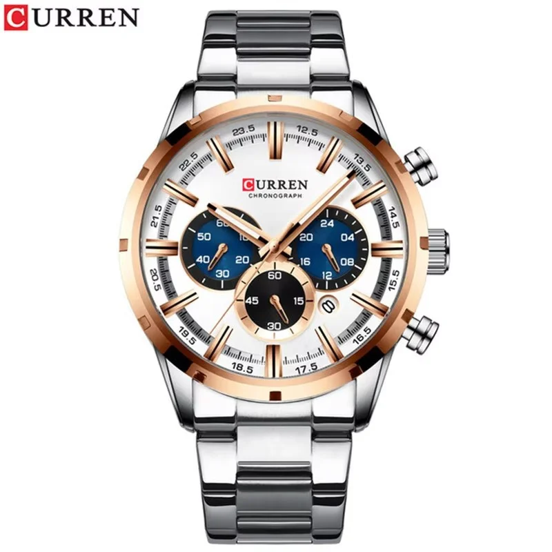 CURREN-reloj analógico de cuarzo para hombre, accesorio de pulsera resistente al agua con cronógrafo, complemento Masculino de marca de lujo con diseño moderno, 8355