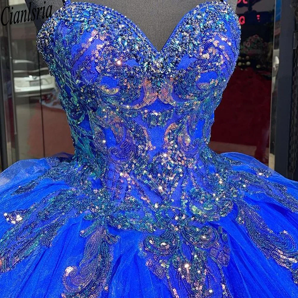 Vestidos De 15 Años Bola Vestidos De Fiesta Espaguetis Gritos De Espaguetis Lensa Biru Mewah Quinceañens Vestidos De