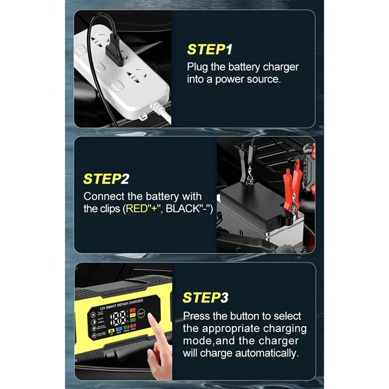 12v 6a carregador de reparo inteligente reparação de pulso display led carga rápida inteligente carregador de chumbo-ácido para carro auto motocicleta