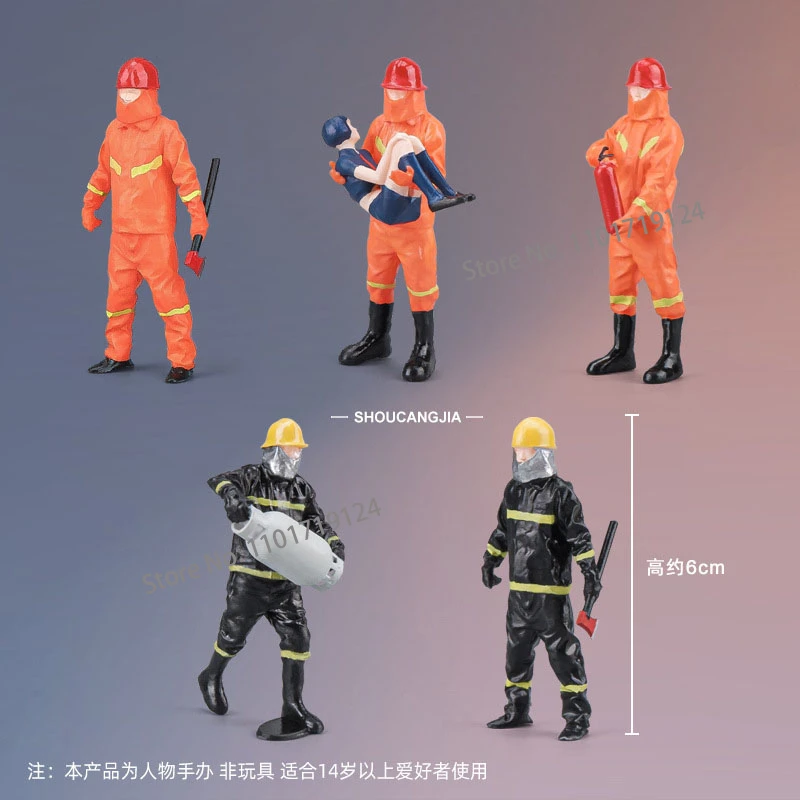 1/32 Diorama Miniature Fireman Firefighter Figure Model Car Garage Figurine Display Model City Street View Scene Display Prop